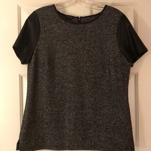 Black leather trimmed Heather top